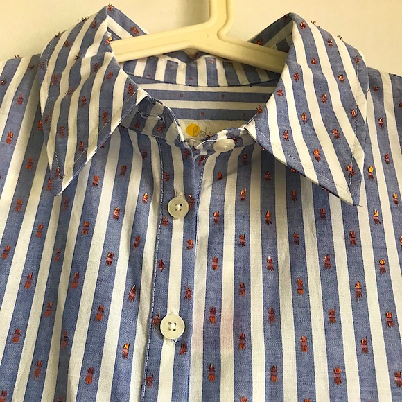 BODEN Embroidered Relaxed Metallic Striped Shirt - Picture 9 of 14